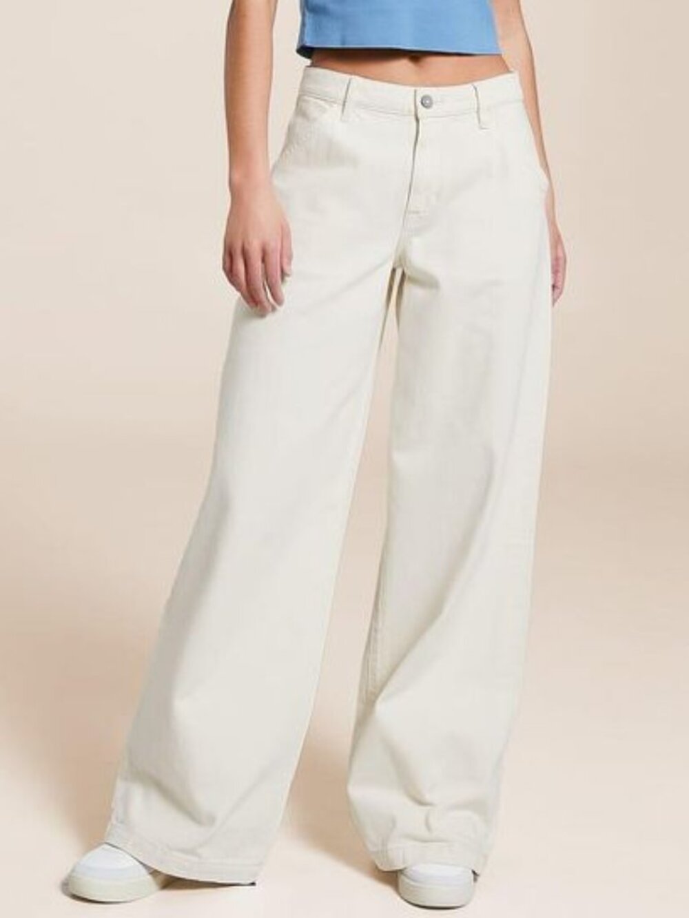 THE BUCKLE HIDDEN NORI HIGH RISE WIDE LEG NATURAL IVORY BEIGE TROUSER JEANS NWT